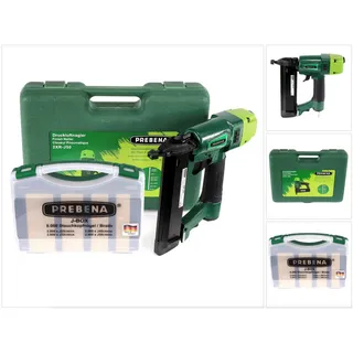 Prebena Luftdruck Druckluftnagler 2XR-J50 im Transportkoffer + J-BOX 8.000 Stauchkopfnägel