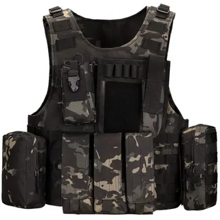 HUNTVP Airsoft Weste Taktische Weste Tactical Vest Militär Weste Paintball Weste Einstellbar für CS Spiele militärisch Fans Outdoor Wandern Bergsteigen Trekking, Typ-1 Camouflage