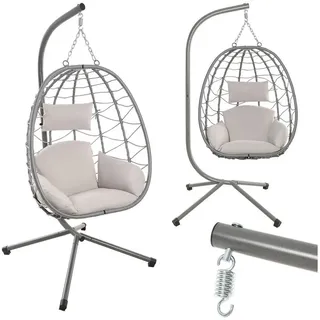 Makika Hängesessel mit Gestell höhenverstellbar aus Polyrattan in Silber