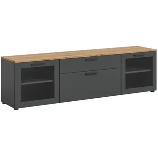 xonox.home Niklas TV-Lowboard 185x52x40 cm Anthrazit/Eiche Glas