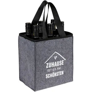 Filz Flaschenträger 6 Flaschen Getränketasche Einkaufstasche Filztasche | BURI Filz-Flaschenkorb robust mit Tragehilfe für Mehrwegflaschen, Getränketransport und originelle Geschenkideen
