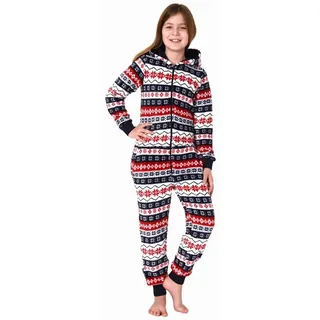normann-wäschefabrik NORMANN Jumpsuit Overall Schlafanzug Pyjama Norweger - 70302 in rot | 164