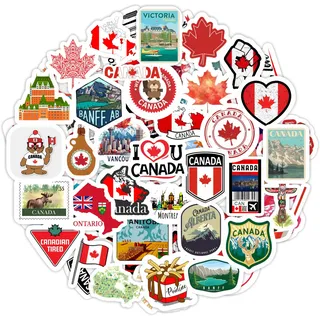 Kanada-Aufkleber für Trinkflaschen und Laptops - Kanada-Party-Geschenke und Dekorationen, wasserdichte Vinyl-Aufkleber, kanadische Flaggen- und Kultur-Sticker - Canada Stickers