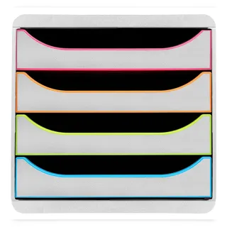 Exacompta Schubladenbox BIG-BOX 4 offene Schubladen Weiss/Harlekin 310913D 4Sch. harlekinws 9002493424999 Exacompta,