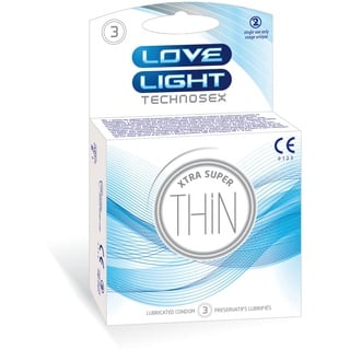 Sugant France Love Light Xtra Super Thin, Kondome 0,043mm Wandstärke für maximale Nähe und echtes Gefühl, 1 x 3 St