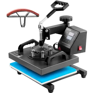 Vevor 2 in 1 Transferpresse 25,4x30,5cm Hitzepresse 650W Textilpresse DIY Wärmepresse 0-250 °C Heißpresse 360 Grand schwenkbare Basis Teflonbeschichtung mit Digitaler LED-Temperaturcontroller