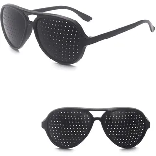 VEGCOO 2 Stück Rasterbrille Augentraining, Raster-Brille Augentrainer Lochbrille Raster Multidot Brillen, Lochbrille für Entspannung, Brille Lochbrille für Augentraining für Herren Damen