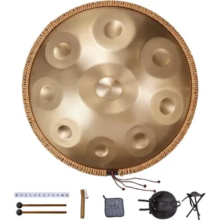 Vevor Handpan, 55 cm, 9 Noten, D-Moll-Handtrommel, Drum-Instrument mit Schlägeln, 440-Hz-Handpan-Ständer & Tragetasche, Heilende Klangtrommel aus Stahl, Schlaginstrumente für Erwachsene & Anfänger