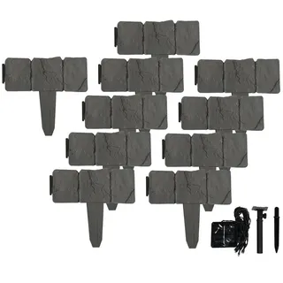 Hti-Living Rasenkante Nessa Solar 10-teilig  Grau