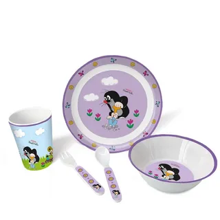 Trötsch Verlag Kindergeschirr-Set Trötsch Der kleine Maulwurf Kindergeschirr Set Lila 5 teilig