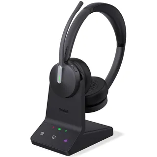 Yealink WH64 DECT Wireless Business Headset mit Mikrofon,185 m Reichweite DECT & Bluetooth Kabelloses Headset with 3 Mikrofonen für Teams Zoom,Skype,UC,IP-Telefon, PC,32H Sprechzeiten,Dual