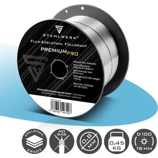 STAHLWERK Fülldraht FLUX Edelstahl E308LFC Ø 0,8 mm 0,45 kg