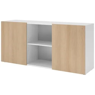 bümö Sideboard office Sideboard mit Schwebetür, Dekor: Weiß/Eiche weiß
