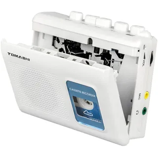 TOMASHI Tragbarer Kassettenspieler Walkman mit integriertem Lautsprecher, Mikrofon, Kopfhöreranschluss, 11,6 x 9 x 3,5 cm