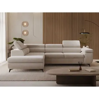 GRAINGOLD Eckcouch Polyester 4-Sitzer Beige