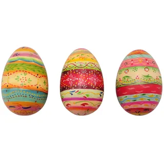 frühlingshafte dekorative bunte Deko Ostereier aus Holz bemalt Preis für 3 Stück