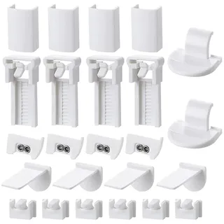 WeddHuis 4 Kit 24 Stück Plissee Ersatzteile Set, Klemmträger Zubehör, Klemmfix Halterung, Ohne Bohren Verstellbar (Plissee Ersatzteile Set Verstellbereich)