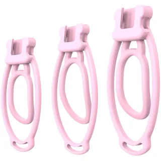 Fufu Clip 3 Pcs Chastity Männlicher Penis Ring Gerät Cock Cage Keuschheitsgerät Sissy Penis Käfig Männlicher Trainer Keuschheits Käfig Penis Übung Sexspielzeug z(Pink)