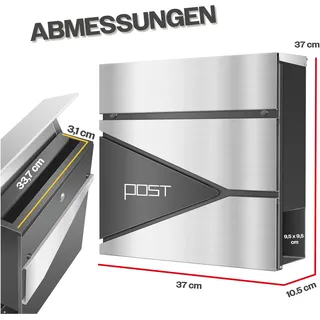 Kesser Briefkasten Edelstahl silberfarben inkl. Zeitungsfach