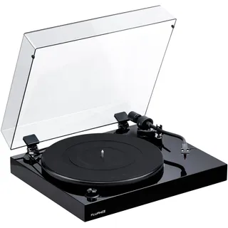 Fluance RT82 Referenz High Fidelity Vinyl Plattenspieler mit Ortofon OM10 Kartusche, Geschwindigkeitsregelungsmotor, High Mass MDF Holzsockel, Vibration Isolation Füße – Klavier Schwarz
