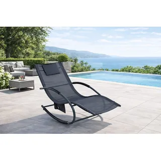 Estexo Schaukelliege Sonnenliege Liegestuhl Relaxliege Gartenliege Liege Swing Grau