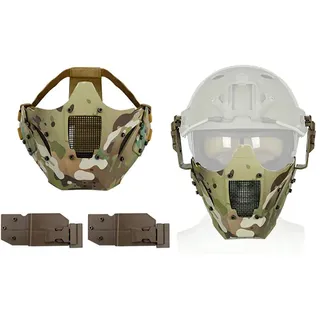 Aoutacc Airsoft Halbmaske Stahlgeflecht für CS/Jagd/Paintball / Shooting, CP