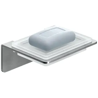 WEISSENSTEIN Seifenschale Wandmontage Edelstahl/Glas Silber