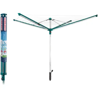 Leifheit Wäscheschirm Linomatic 500 Deluxe, Wäschespinne mit automatischem Leineneinzug, Wäscheständer mit 50m Leinenlänge, bis zu 5 Waschmaschinenladungen, inklusive Bodenhülse