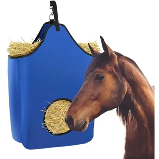 dellyy Heutasche Pferd, Heusack Heunetz für Pferde Groß, Pferde Futtersack, für Pferde Heuraufe, Oxford-Stoff (Blue, M)