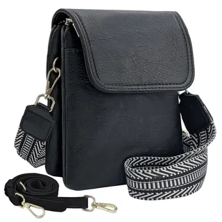 ehsbuy Handytasche zum Umhängen Damen Vegan Leder Crossbody Kleine Handy Umhängetasche mit 1 Verstellbarem Breitem Riemen und 1 Lederriemen Damen Geldbörse Schultertasche