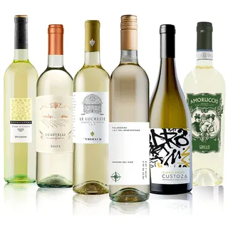 The Wine Guys Probierpaket Weißweinreise durch Italien Wein Tasting-Set, 6 x 0,75 l trockener Weißwein Weinprobe Set Geschenk für Weinliebhaber