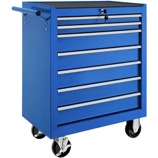 Tectake Werkzeugwagen Stahl 69 x 33 x 79 cm blau unbestückt