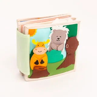 jolly designs – Tierfreunde - 6 Seiten Mini Quiet Book – Montessori Spielzeug ab 4 Monaten – Motorik & Sensorik fördern – Handgefertigtes Filzbuch – Lernspielzeug für Kleinkinder – Busy Book