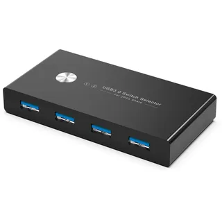 Rybozen USB 3.0 switcher KVM Switch Sharing 4 usb Geräte Peripherie Switcher Box Hub, 2 In 4 Out Umschalter mit 2 USB 3.0 Kabel für Maus Tastatur Scanner Drucker