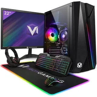 Vibox I-86 Gaming PC Set Komplett - Monitor 23 Zoll - AMD Ryzen 3 3200G 4,0 GHz - Radeon Vega 8 - 8 GB RAM - 480 GB SSD - Linux OS - WiFi