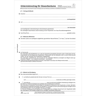RNK Roth, Formular, Untermietvertrag für Gewerberäume