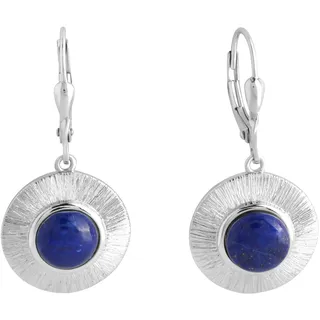 ZEEme Ohrhänger Zeeme Silber 925 rhodiniert glanz/matt mit echtem Lapis 8mm