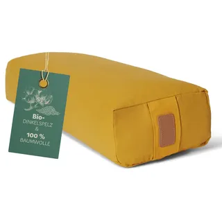 #DoYourYoga Yogabolster »Paravati« | gefüllt mit Dinkelspelz | 67x22x13cm | Indischgelb - Braun