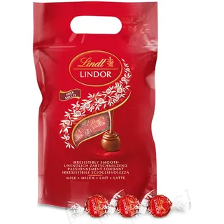 Lindt LINDOR Schokoladen Kugeln Vollmilch | ca. 80 Milch-Schokolade mit Füllung