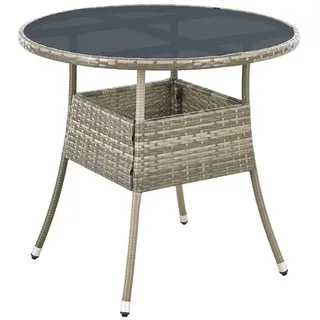 Juskys Yoro Polyrattan Gartentisch rund Ø 80 cm Grau