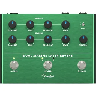 Fender Dual Marine Layer Reverb Gitarren Effektpedal | Halleffekt Pedal für E-Gitarre, 2 Reverb-Kanäle, mit Delay, für Studio & Bühne, vielseitige Klanggestaltung
