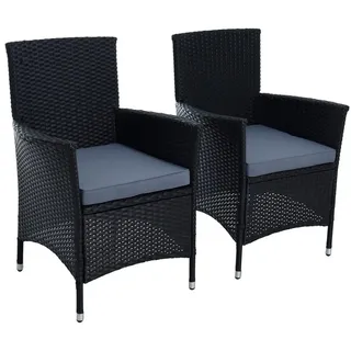 Estexo Polyrattan Gartensessel 55 x 44 x 59 cm schwarz 2 St.