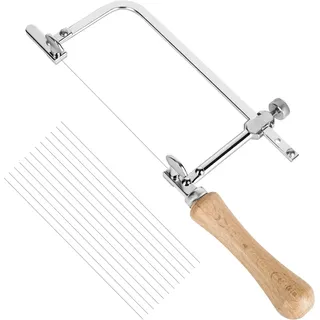 Juweliersäge Verstellbare Laubsäge mit 12 Laubsägeblätter, Drahtsäge Dekupiersäge Metallsäge Bogensäge Schmucksäge für Holz Holzbearbeitung Glas Metall