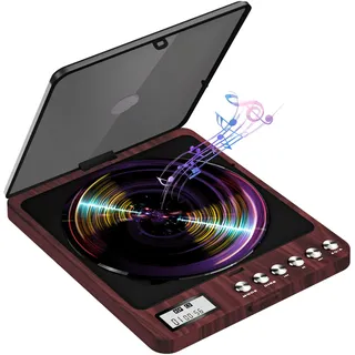 Tragbarer CD-Player mit Lautsprecher und Kopfhörer Wiederaufladbarer Kompakt Discman CD Player Tragbar 2000mAh Akku Stoßfeste Funktion mit LCD-Display für Eltern Studenten Kinder Ältere CD Spieler