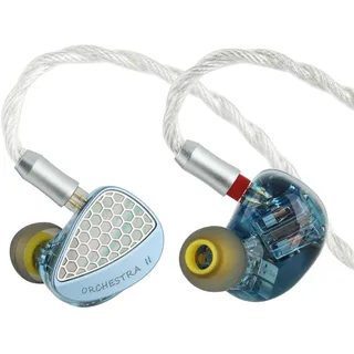 LINSOUL Kiwi Ears Orchestra II 10BA Professioneller In-Ear-Monitor | HiFi-Kabelgebundene IEM, hervorragende Klangbalance, handgefertigte Schale, für alle Personen und Musikgenres(Blau)