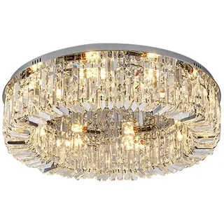 Kristall Kronleuchter Deckenleuchte Moderne elegante Kristall-Deckenleuchte Abgerundeter Kristall-Kronleuchter aus Chrom Flush Mount Deckenleuchten for Küche Foyer Schlafzimmer Wohnzimmer Flur Bar Ess