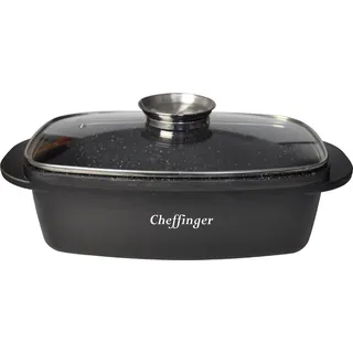 Cheffinger Cheffinger, Auflaufform mit Deckel Induktion Pfanne Schmortopf Marmorbeschichtung Aluguss 32cm