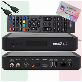 hts e-com TiVuSat Karte 4K UHD + DIGIQuest Q80 Sat Receiver 4K H.265 S2+T2 HEVC Set-Top Box, zertifizierter TiVuSat Receiver mit Karte (AKTIVIERT), Mediaplayer, WebRadio, USB, HTS HDMI Kabel