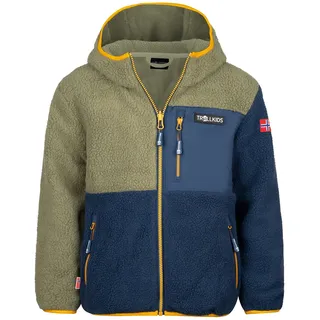 TROLLKIDS Aurlandsfjord Jacke - Moss / Mystic Blue / Golden Yellow - 152 cm