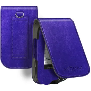 MEDMAX Hülle für Freestyle Libre 3/2 / Libre Reader Blutzuckermessgerät, stoßfeste Kunstleder Schutzhülle Cover mit Karabiner-Clip und Handschlaufe für Diabetiker, Lila